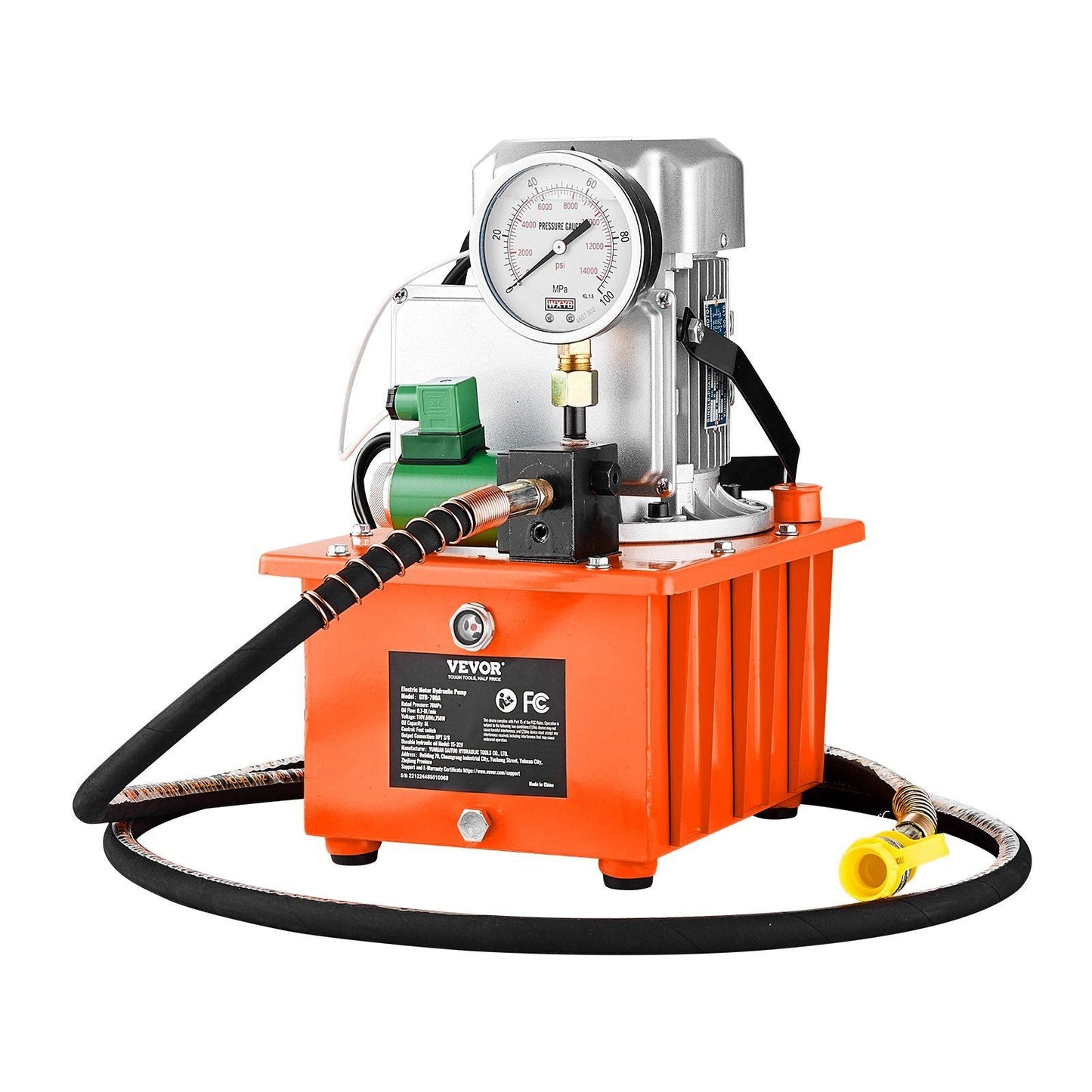 Electric Hydraulic Pump, 10000 PSI 750W 110V 488 in³/8L Capacity, Single Acting Solenoid Valve, Electric Driven Hydraulic Pump Power Pack Unit with Pedal Switch for Punching/Bending/Jack Machine