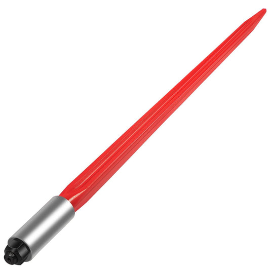Hay Spear 32" Bale Spear 1350 lbs Capacity, Bale Spike Quick Attach Square Hay Bale Spears 1.4" Wide, Red Coated Bale Forks, Bale Hay Spike with Hex Nut & Sleeve for Buckets Tractors Loaders