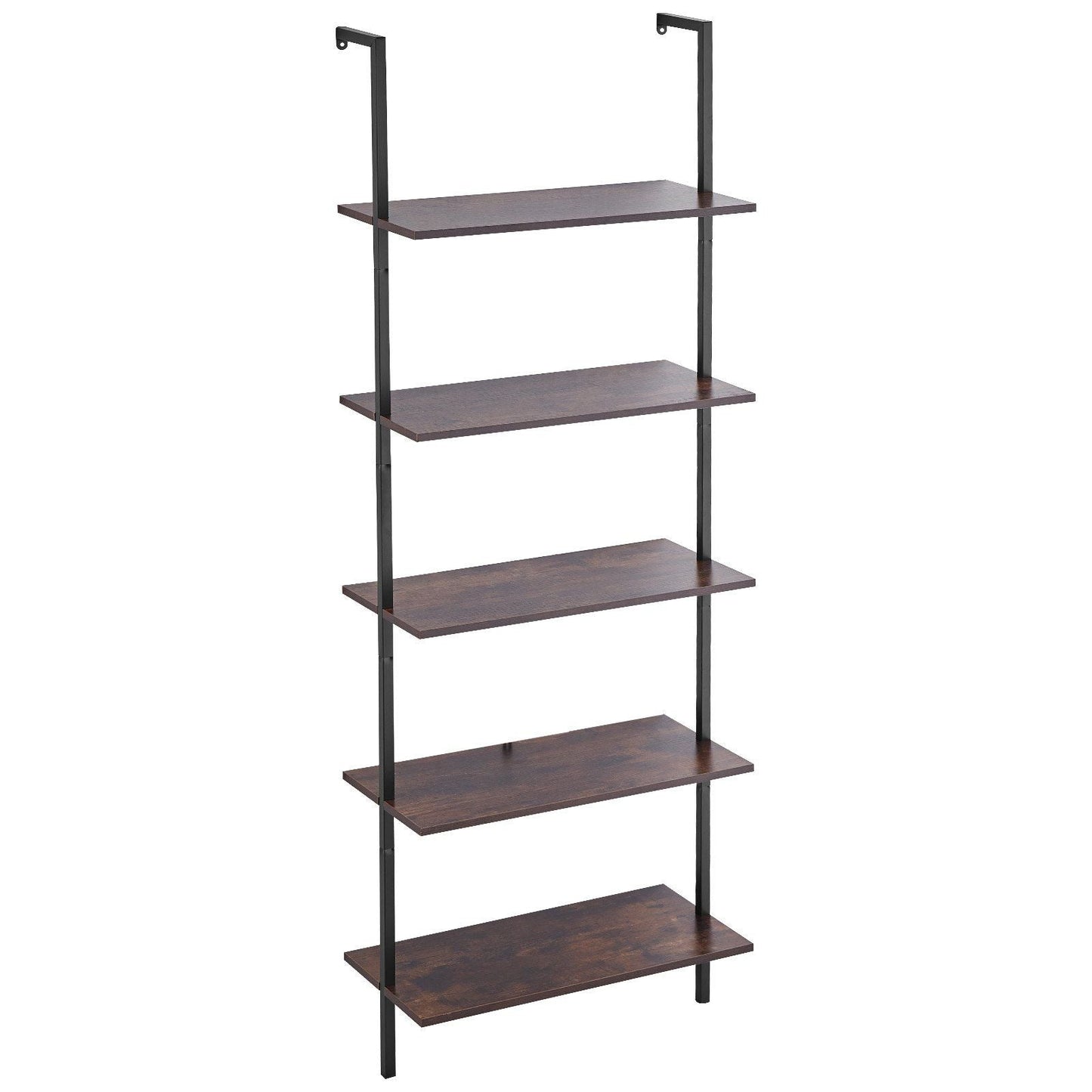 Industrial Square Pipe Shelf 5 Tier 24x11.8in Wall-Mount for Bedroom