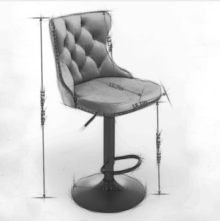 Swivel Velvet Barstools Adjusatble Seat Height From 25-33 Inch