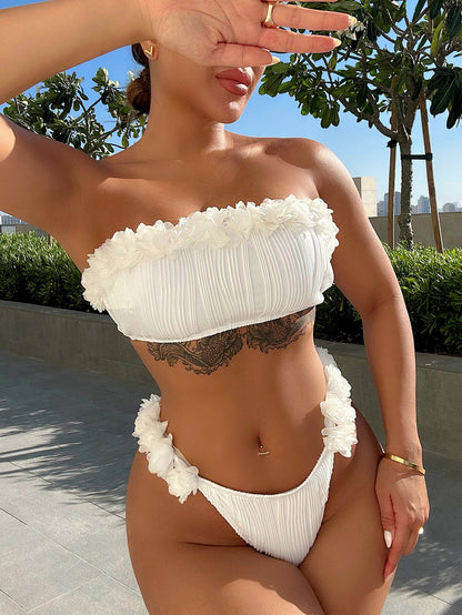 Solid Color Tie-Back Bikini Set - 2024 Bikini Trends