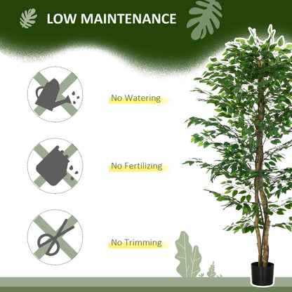 6ft Artificial Tree, Indoor Fake Ficus with Pot, for Home Office Living Room Decor