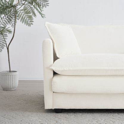 3 Piece Sofa Set With Arm Pillows And Toss Pillows , Sofa Set Include 2- Piece Of Arm Chair And One 2-seat Sofa, Space Saving Casual Sofa Set For Living Room, White Chenille