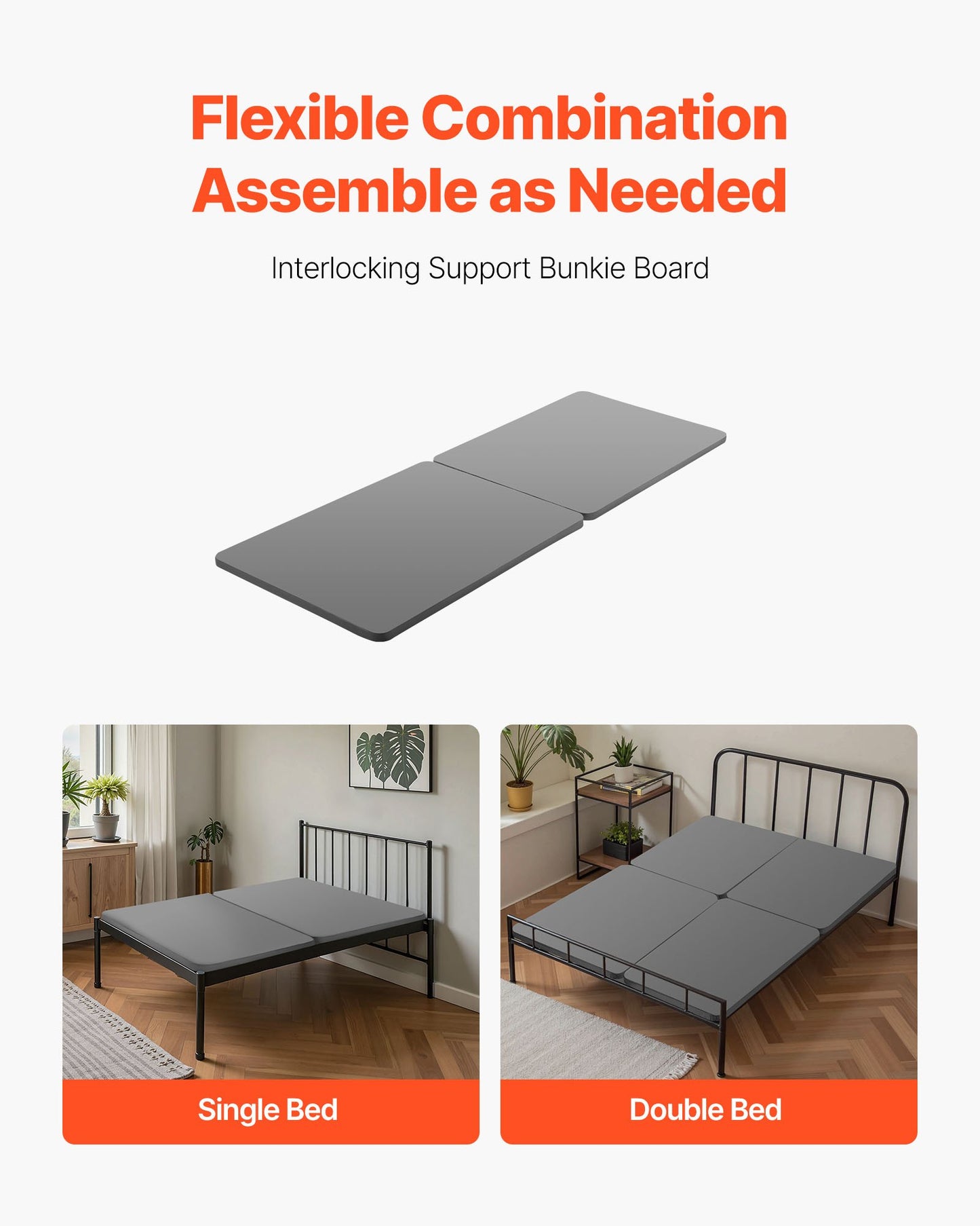Full Size Bunkie Board, 1.5 In Bed Board Slats With 200D Oxford Cloth, Wooden Mattress Support For Full Size Bed, Easy Assembly Support Under Mattress, 2 Piece, Gray
