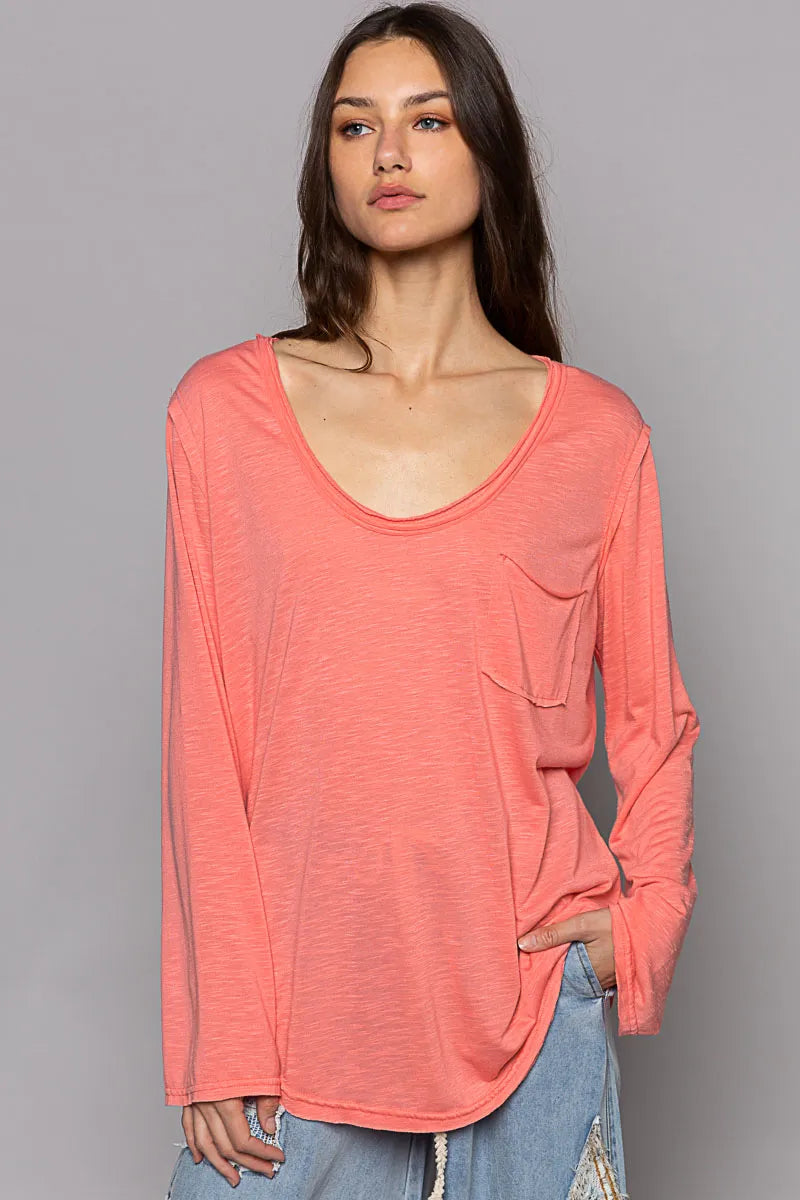 POL Chest Pocket Long Sleeve T-Shirt