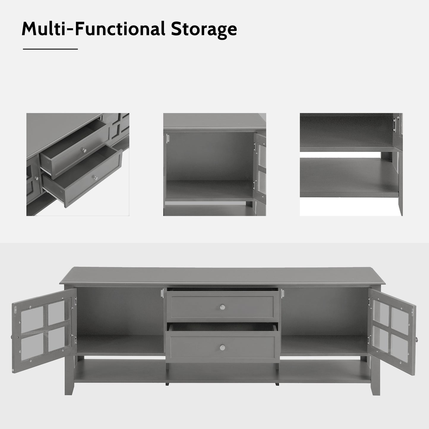TV Stand For TVs Up To 60'', Entertainment Center With Multifunctional Storage Space, TV Cabinet With Modern Design, Media Console For Living Room, Bedroom