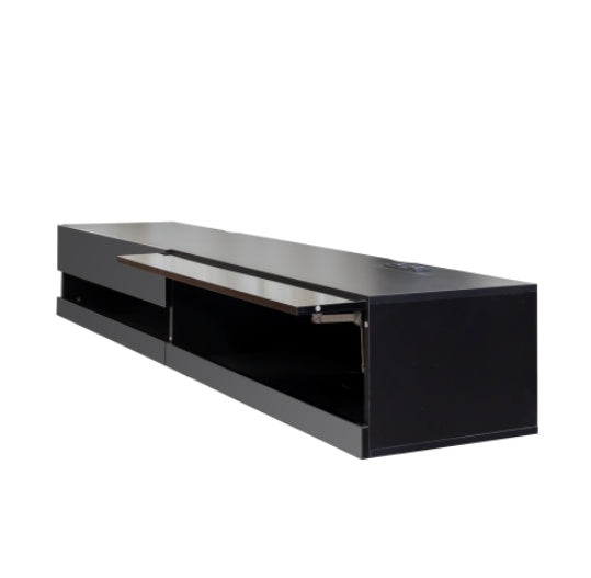 180 Wall Mounted Floating 80 TV Stand With 20 Color LEDs And Charging Station