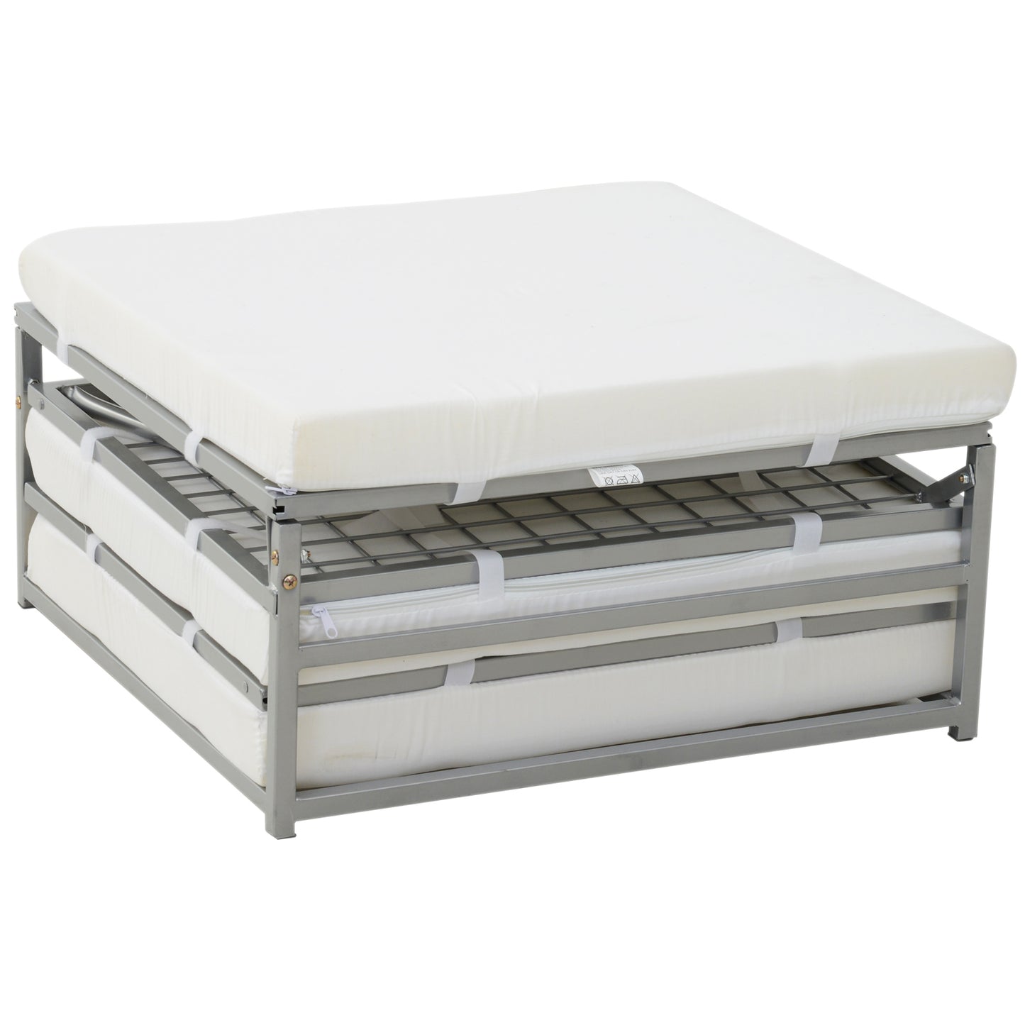 Convertible Ottoman, Guest Sleeper Bed, Gray