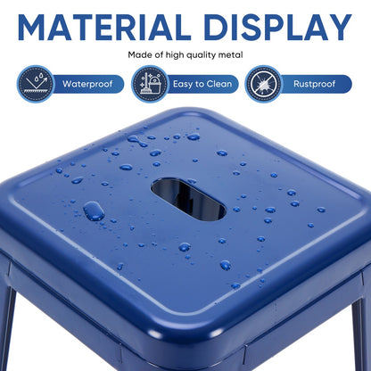 24 Inches Metal Bar Stools Set Of 4, Backless Counter Height Bar Stools For Kitchen, Outdoor Stackable Stools --No Assembly Required