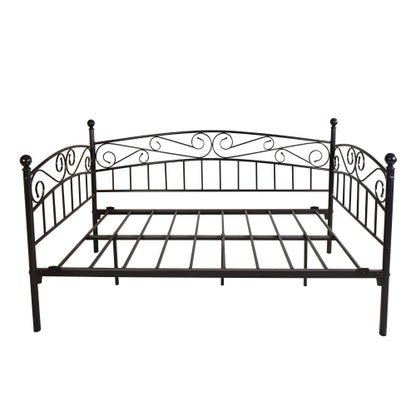 Metal Daybed Frame Multifunctional Mattress Foundation Bed Sofa With Headboard, Twin, Black