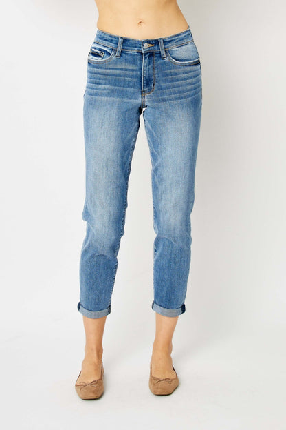 Judy Blue Low-Rise Cuffed Slim Jeans