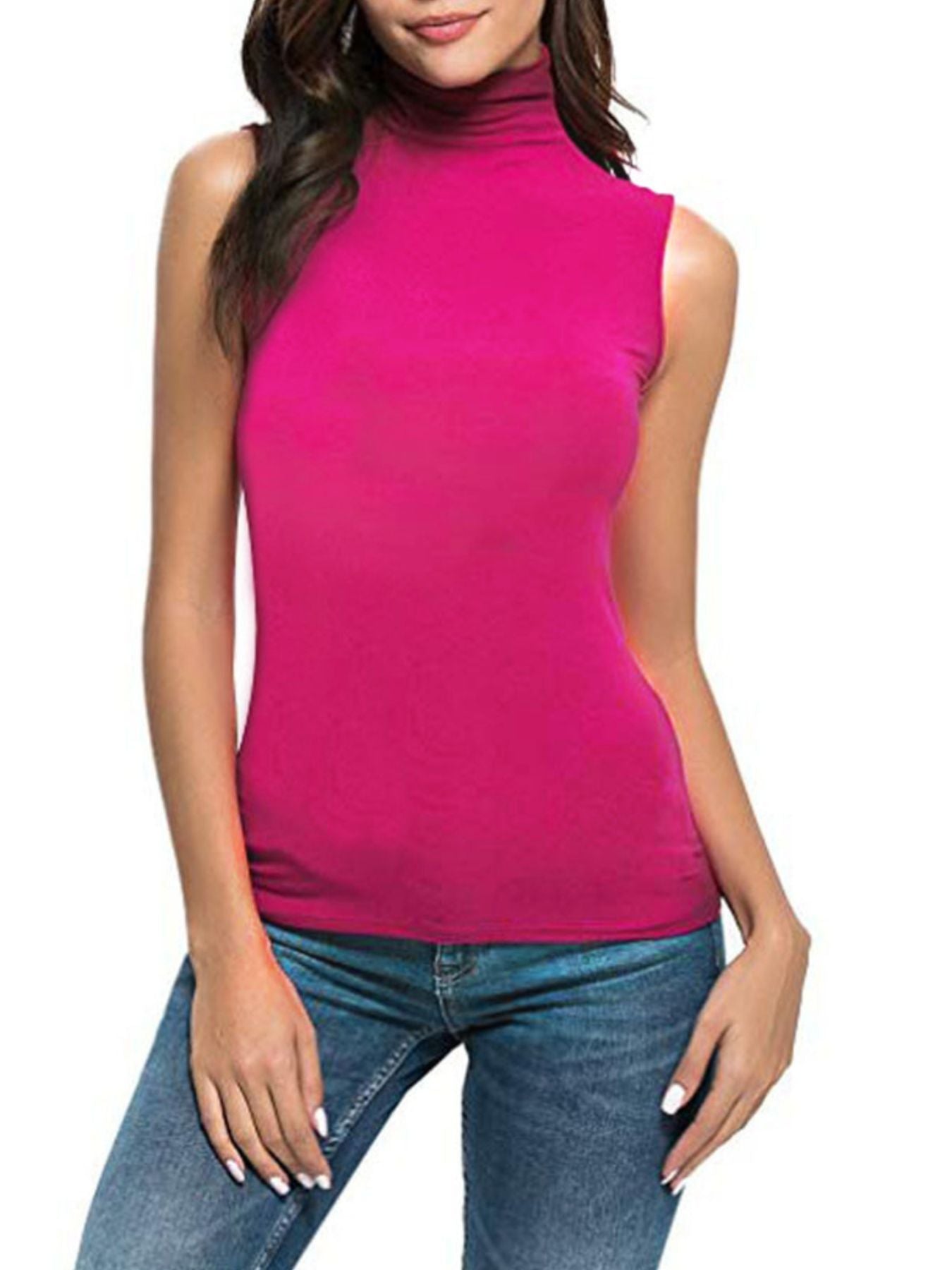 Sleeveless Turtleneck Slim Fit T-Shirt