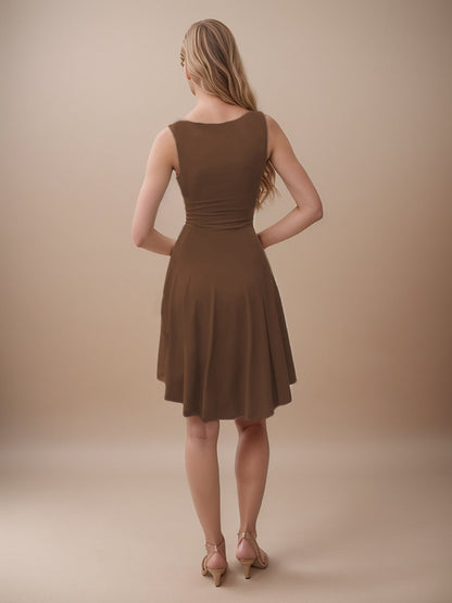 High-Low Round Neck Sleeveless Mini Dress