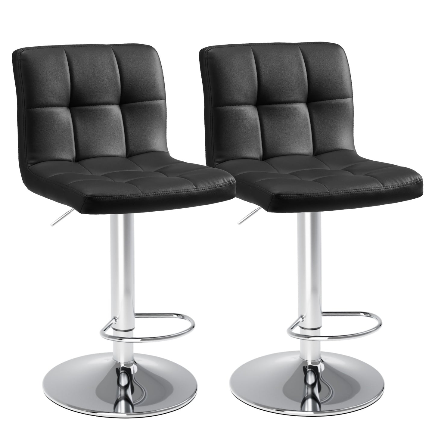 Bar Stools Set Of 4, Counter Height Barstools,Square Seat Cushion Barstool With Back, Height Adjustable PU Leather Swivel Barstool ,White