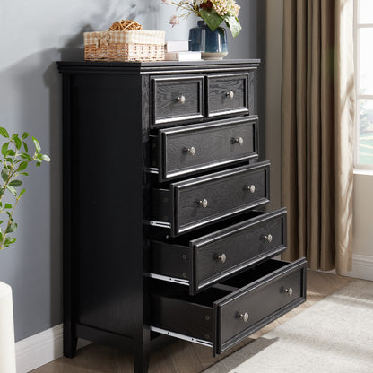 Modern 6 Drawers Dresser 6 Drawers Cabinet,Chest Of Drawers Closet Organizers And Storage Clothes Storage Drawers Cabinet For Living Room, Farmhouse Dresser Organizer Black