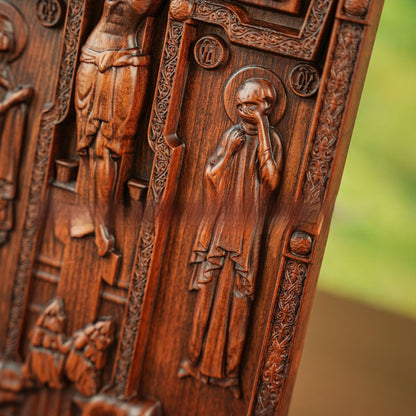 Wooden Orthodox Crucifixion Square Decorative Ornaments