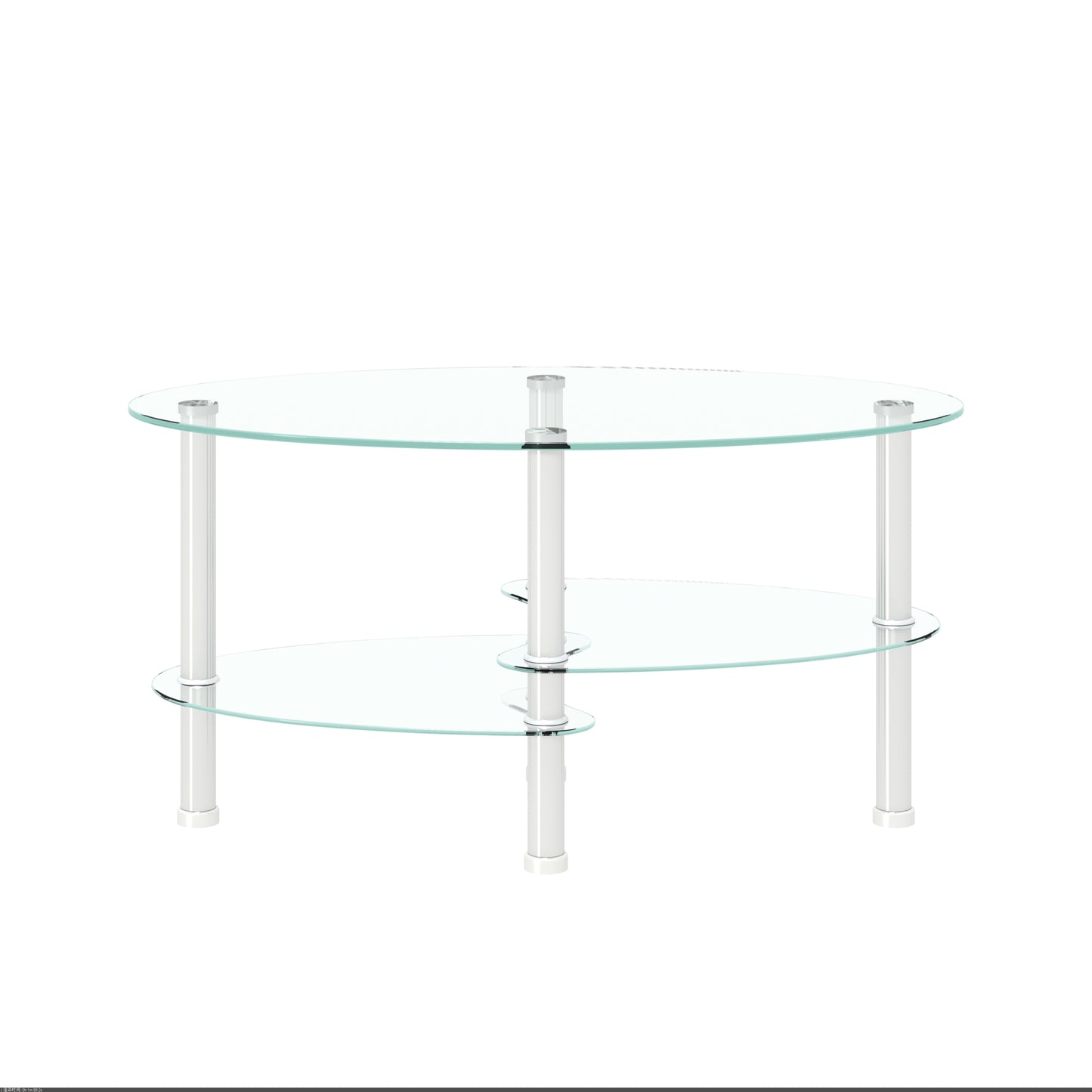 Transparent Oval Glass Coffee Table, Modern Table With Stainless Steel  Leg, Tea Table 3-layer Glass Table For Living Room