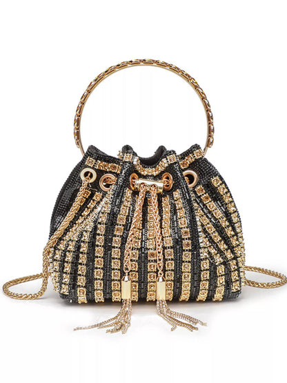 Rhinestone Embellished Bucket Crossbody Bag