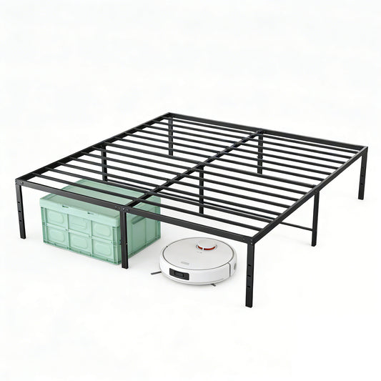 Sturdy And Durable Metal Base Frame, Noiseless Sturdy Steel Crossbars, Under-bed Storage Space, No Need For Box Springs