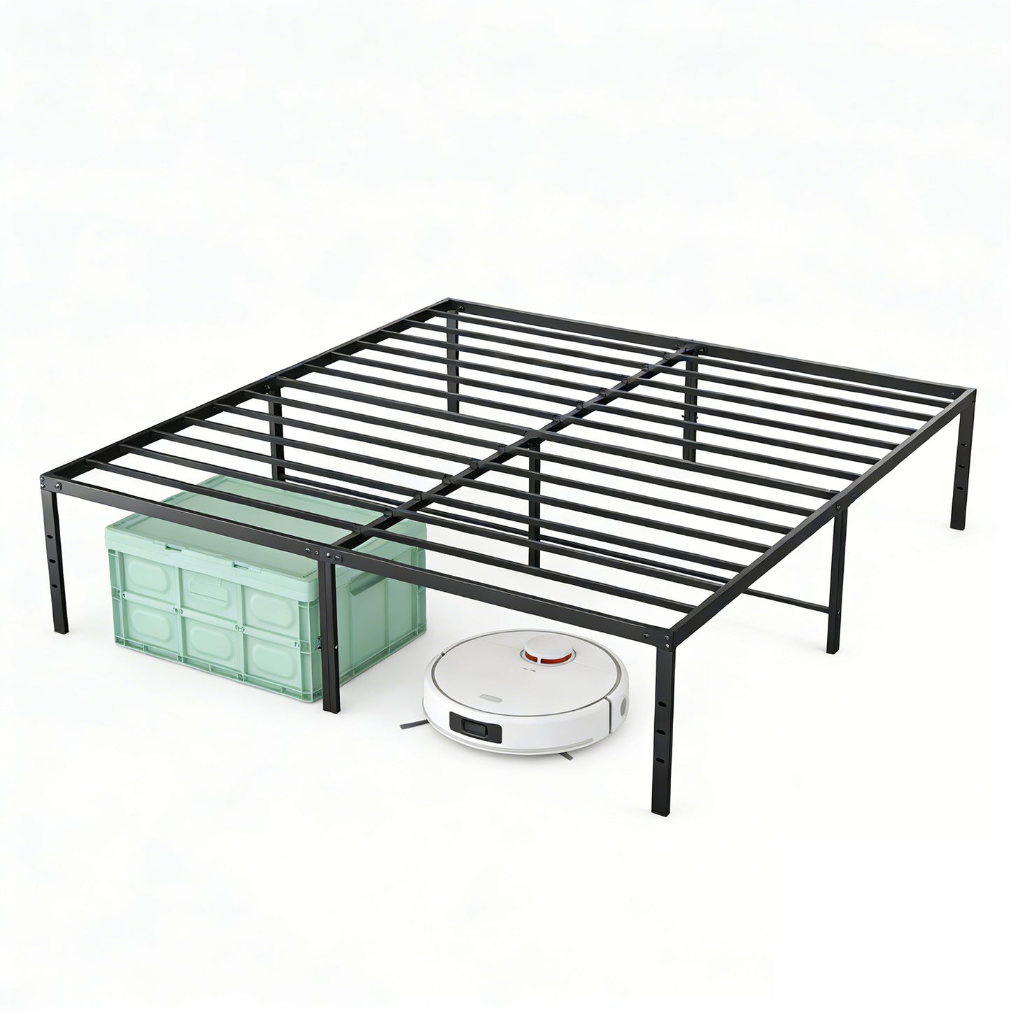 Sturdy And Durable Metal Base Frame, Noiseless Sturdy Steel Crossbars, Under-bed Storage Space, No Need For Box Springs