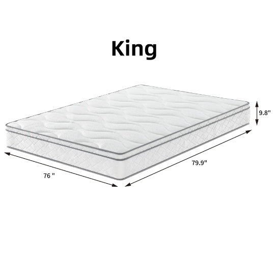 King Size Mattress,10 Inch Hybrid Mattress In A Box With Gel Memory Foam,Individually Wrapped Pocket Coils Innerspring For Breathable And Durable Support, Made In USA, CertiPUR-US Certified