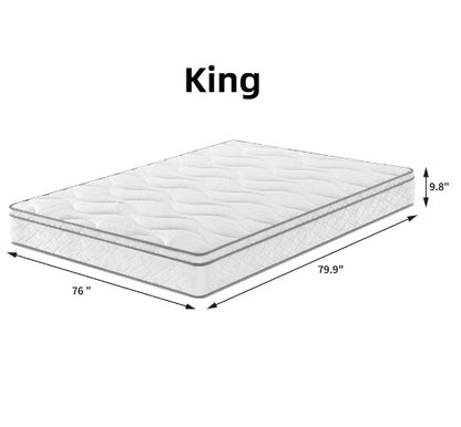 King Size Mattress,10 Inch Hybrid Mattress In A Box With Gel Memory Foam,Individually Wrapped Pocket Coils Innerspring For Breathable And Durable Support, Made In USA, CertiPUR-US Certified