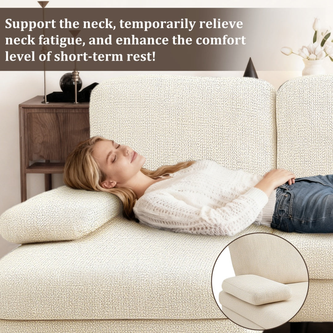 U-shaped Combination Sofa, Double Lounge Chair, Chenille Fabric 4-seat Living Room Furniture