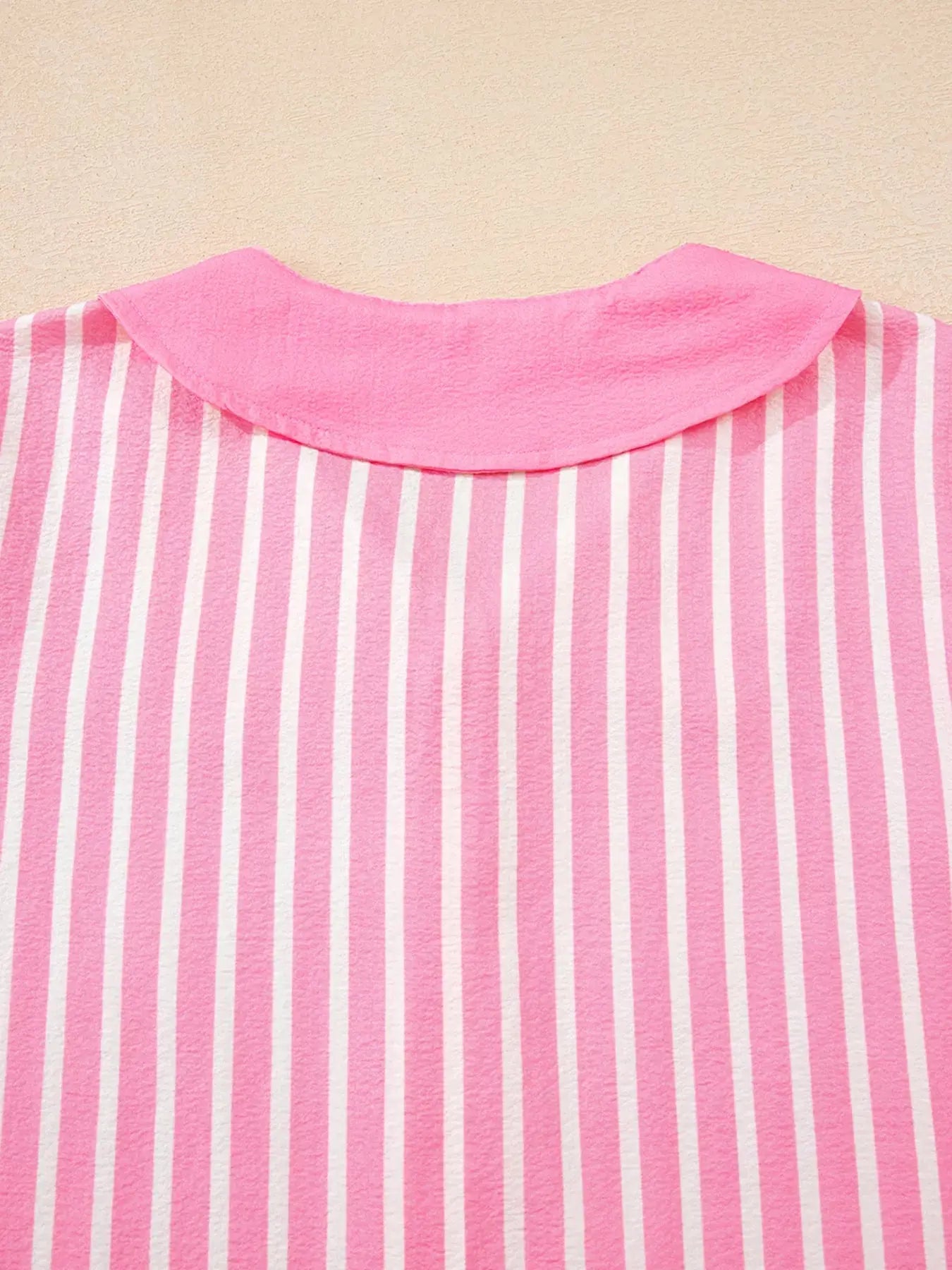 Stripe Buttoned Front Long Sleeve Top and Pants 2 Piece Sleepwear