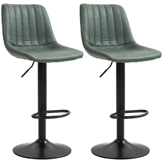 Set Of Two Retro Tub Bar Stools - Green