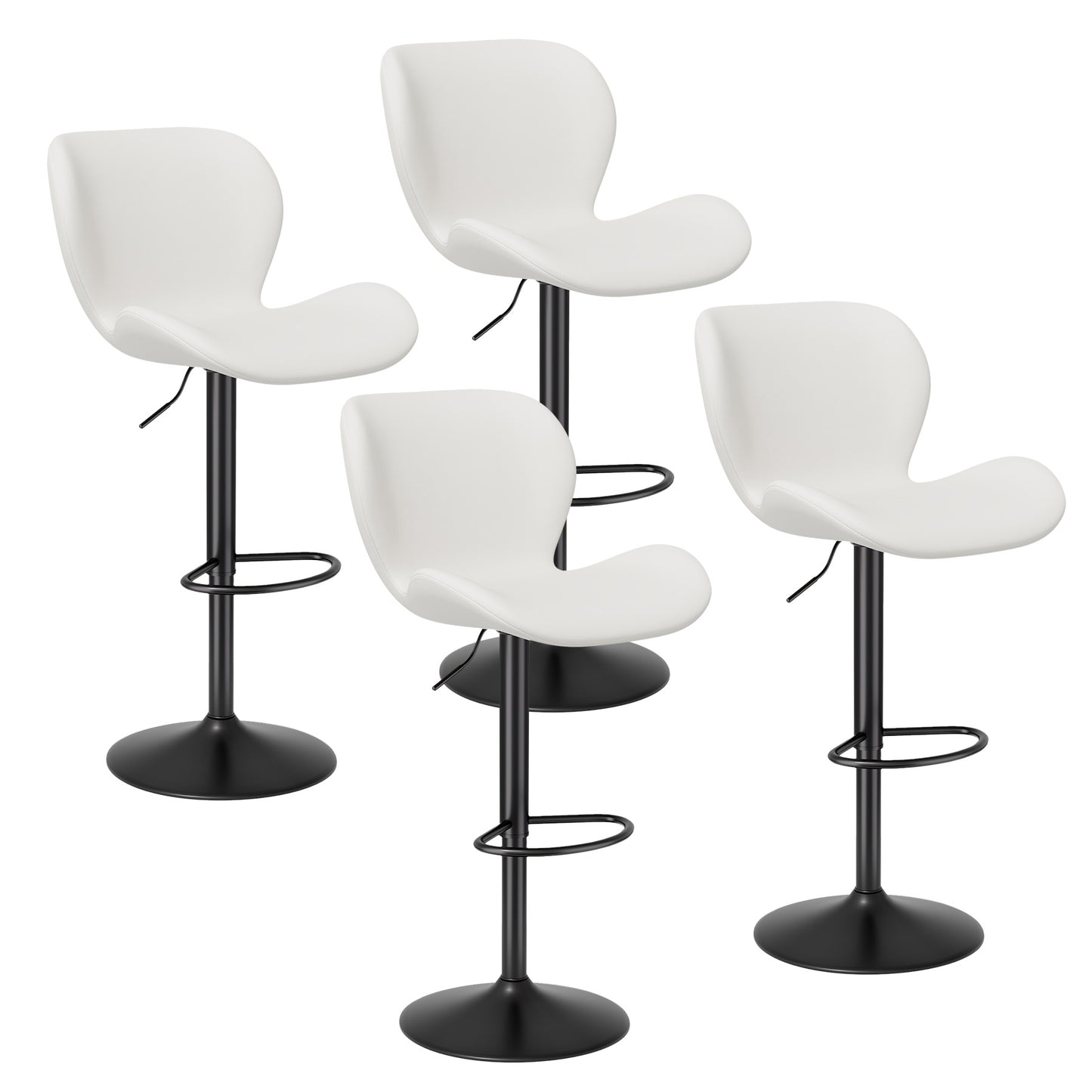 Bar Stools Set Of 2,PU Leather Upholstered Barstools With Back & Footrest, Seat Adjustable Height 22.2-31IN Counter Height Bar Chairs For Bar Kitchen Island