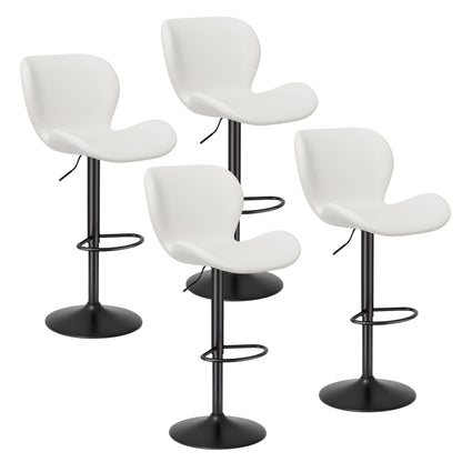 Bar Stools Set Of 2,PU Leather Upholstered Barstools With Back & Footrest, Seat Adjustable Height 22.2-31IN Counter Height Bar Chairs For Bar Kitchen Island