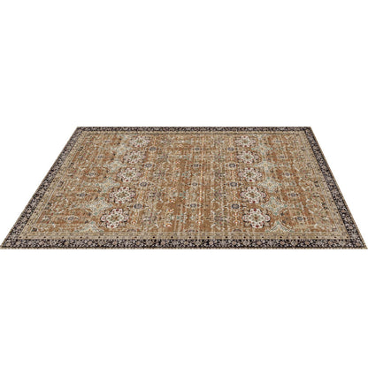 Area Rug, 7.5 X 9.5 Ft Large Washable Rug, Non-Slip And Tear-Resistant Soft Carpet, Pet & Child Friendly Vintage Area Rugs, Indoor Mat For Bedroom, Living Room, Office, Entryway, Brown Green