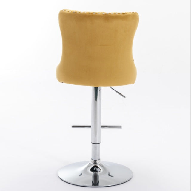Swivel Velvet Barstools Adjusatble Seat Height From 25-33 Inch Gold,Set Of 2