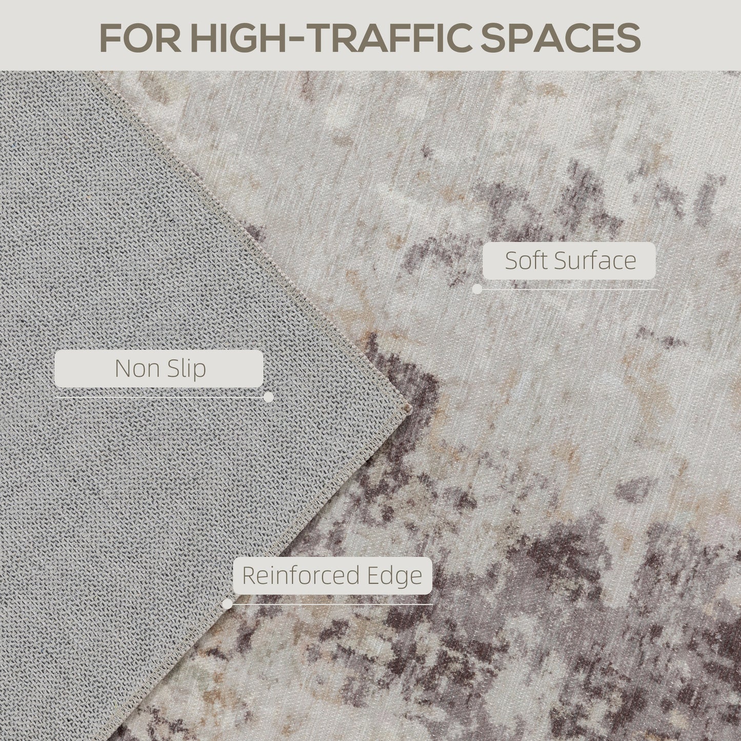 Machine Washable Area Rug 4x6, Non-Slip Modern Abstract Floor Carpet For Living Room, Bedroom, Dining Room, Mixed-Brown