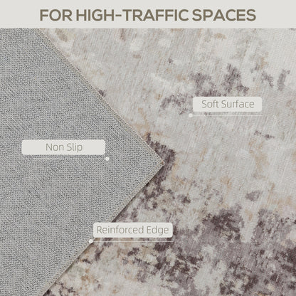 Machine Washable Area Rug 4x6, Non-Slip Modern Abstract Floor Carpet For Living Room, Bedroom, Dining Room, Mixed-Brown