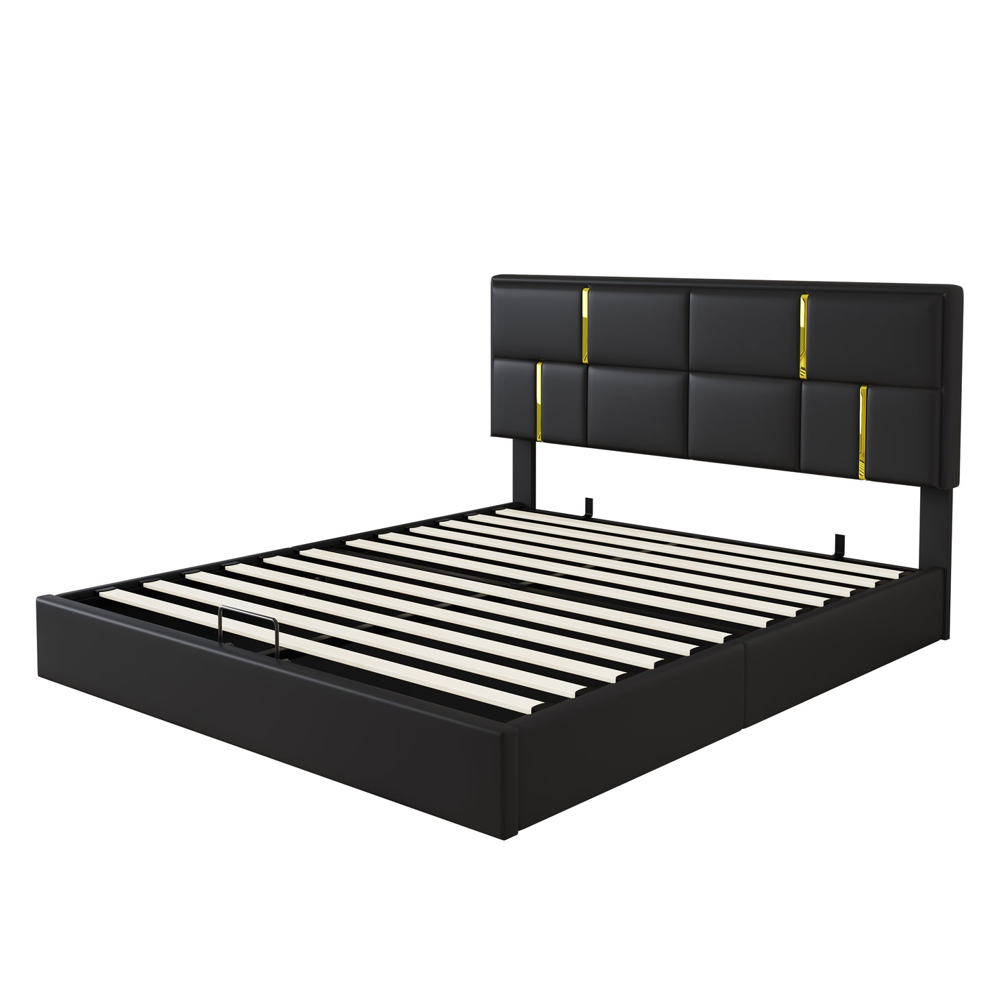 Queen Size Upholstered Platform Bed With Hydraulic Storage System,No Box Spring Needed,Black