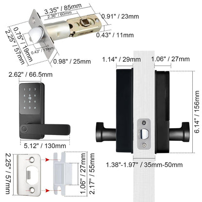 Smart Lock, 5-in-1 Smart Door Knob, Fingerprint Deadbolt with App Control, Bluetooth Smart Lock, Keyless Entry Door Lock with Handle, Biometric Door Lock, Keypad Digital Door Lock for Front Door