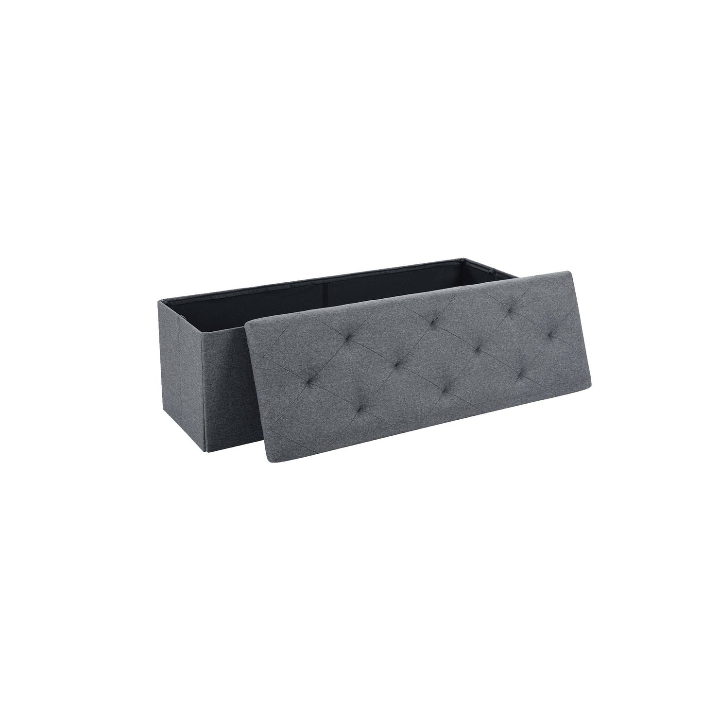 Folding Storage Ottoman Bench, Ottoman Foot Rest, End of Bed Bench, Storage Chest, for Living Room, Bedroom, Entryway, 43 Inches, Gray