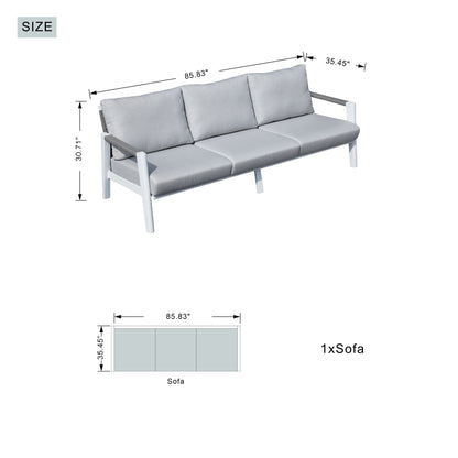 7-Piece Patio Aluminum Sofa Set with Rectangular Firepit Table & Side Table
