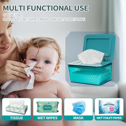 Wipes Dispenser, One-Handed Operation Wipe Holder for Baby & Adult, Seal-Designed Wipes Container for Bathroom Keep Diaper Wipes Fresh