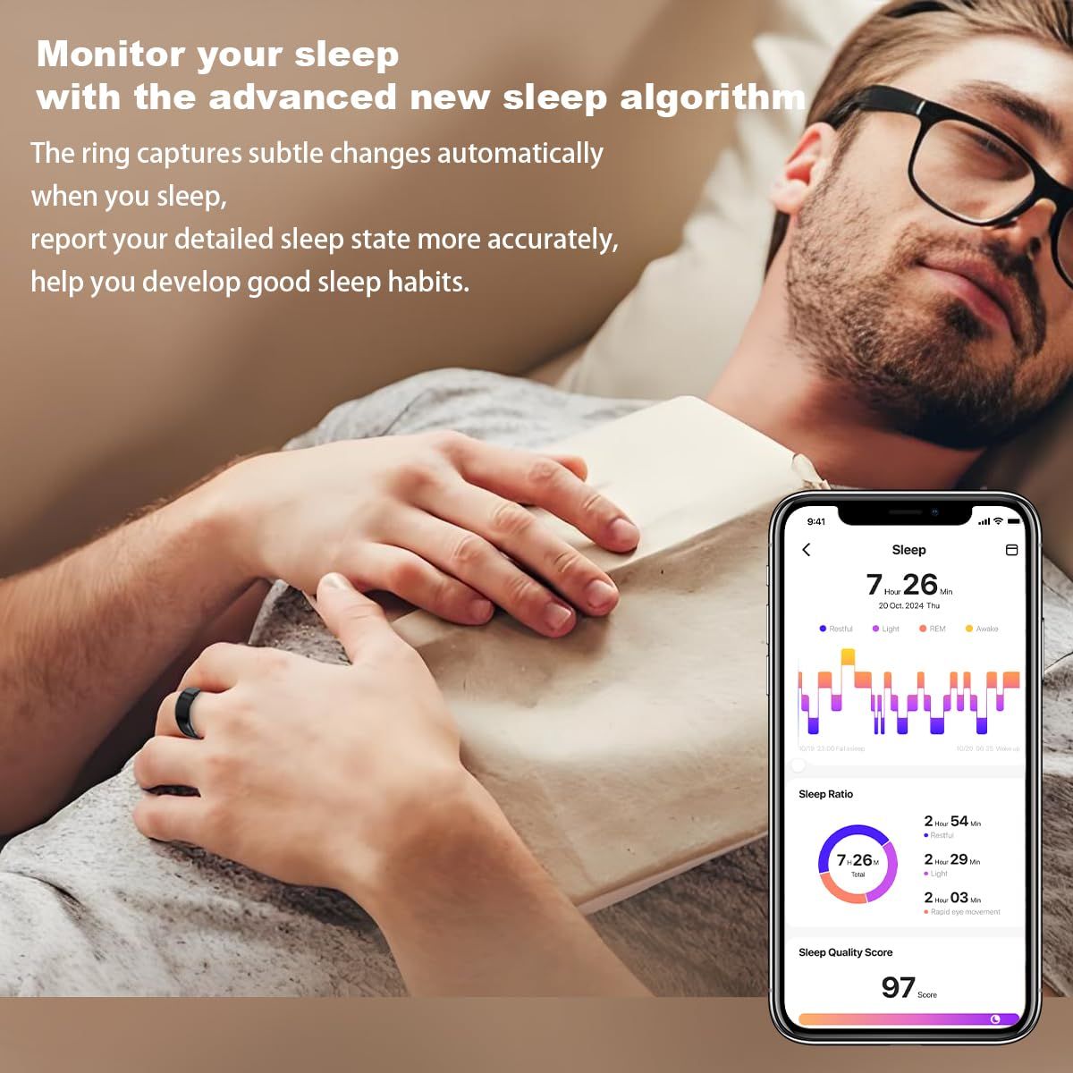 Smart Ring Health Tracker - Fitness Sleep Heart Rate Blood Oxygen Tracker Smart Ring For Men And Women,IP68 Waterproof Level Bluetooth Fitness Tracker Rings Family Care