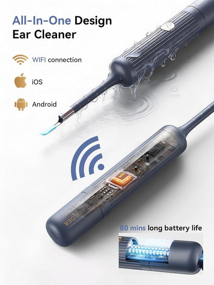 I35R Ear Cleaner with Flexible Ear Camera Otoscope - Visual Ear Pick Tweezers Wax Remover - Ear Cleaning Kit for Family