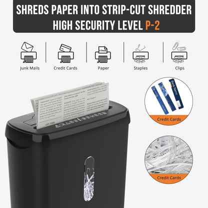 10-Sheet Strip Cut Paper Shredder, P-2 Security Level with 3.17-Gallon Basket, CD & Credit Card Shredder - Durable & Fast - Jam Proof System -ETL Certified Home Office Shredders(FBAShipping)