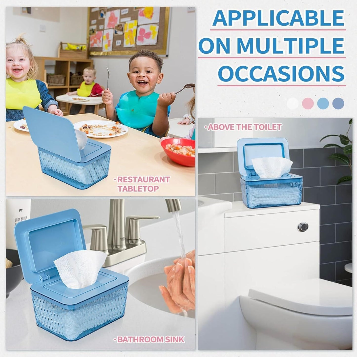 Wipes Dispenser, One-Handed Operation Wipe Holder for Baby & Adult, Seal-Designed Wipes Container for Bathroom Keep Diaper Wipes Fresh