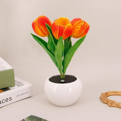 Tulip Lamp - LED Replica Tulip Table Lamp with Flower Vase for Desktop Decoration. Suitable for home, living room, desktop decoration, holiday gifts, atmosphere decoration lamps. Powered by USB