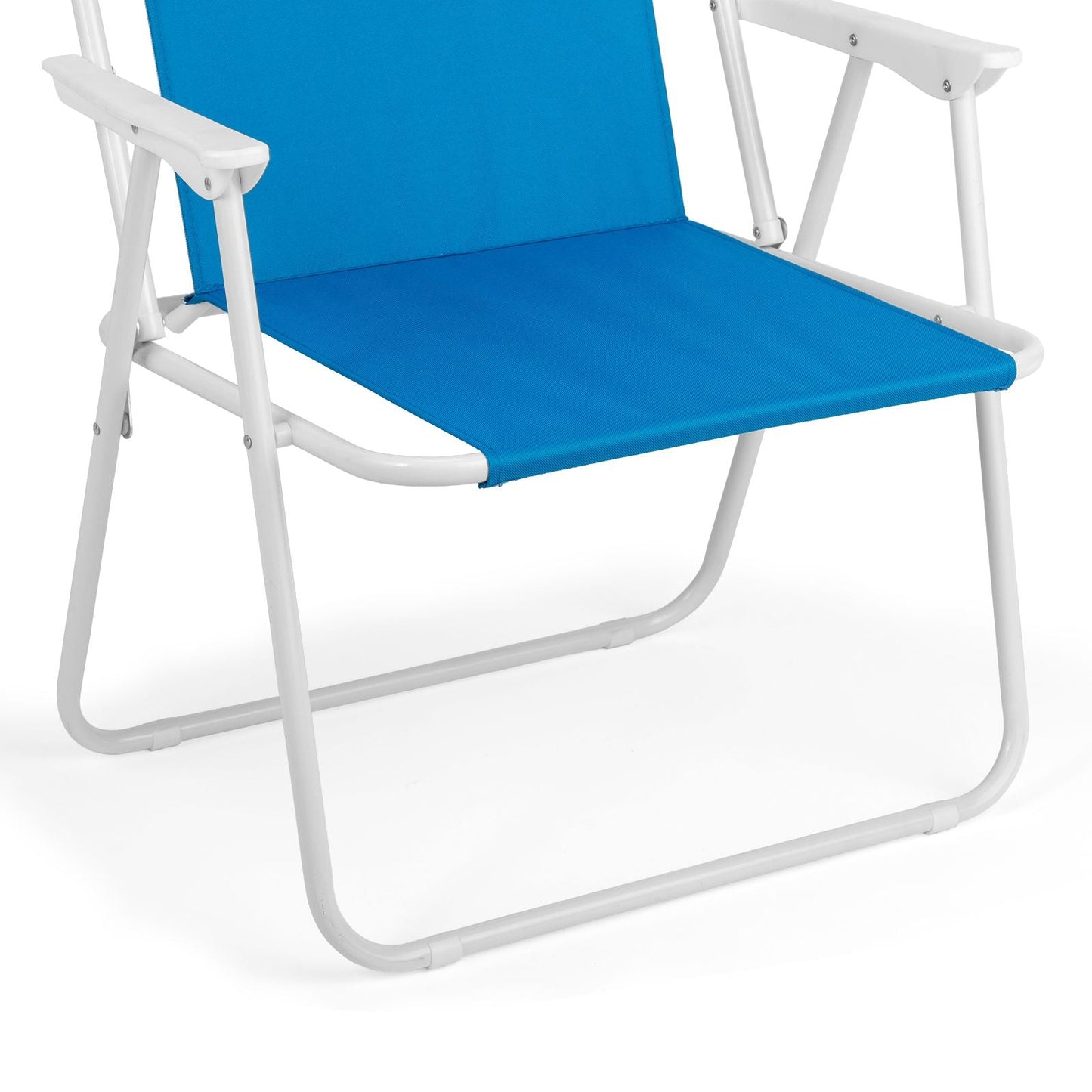 1 Pack Heavy Duty Steel Beach Chair with Umbrella, XL Size 15" Seat Height Royal Blue, Oxford Cloth with Support Bar, Single Position Adjustable, 120kg Load