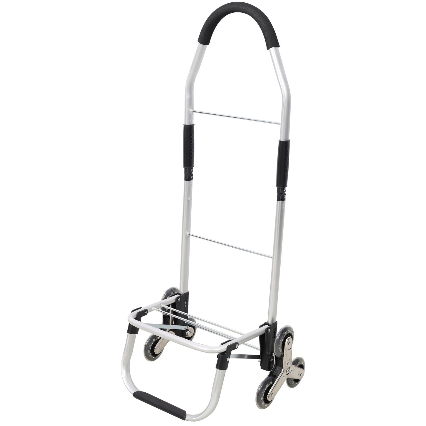 2 in 1 Shopping Stair Trolley with Wheels,Trolley Black Foldable Shopping Cart,Removable Shopping Oxford Waterproof Bag,Stainless Steel Triangular Wheels, Black
