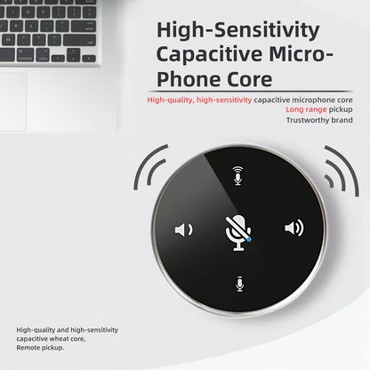 360 Degree Omnidirectional Radio Microphone Touch Control Video Conferencing Interface Microphone Recording Speech With Speaker USB Notebook Used For Laptop Recording Conferences