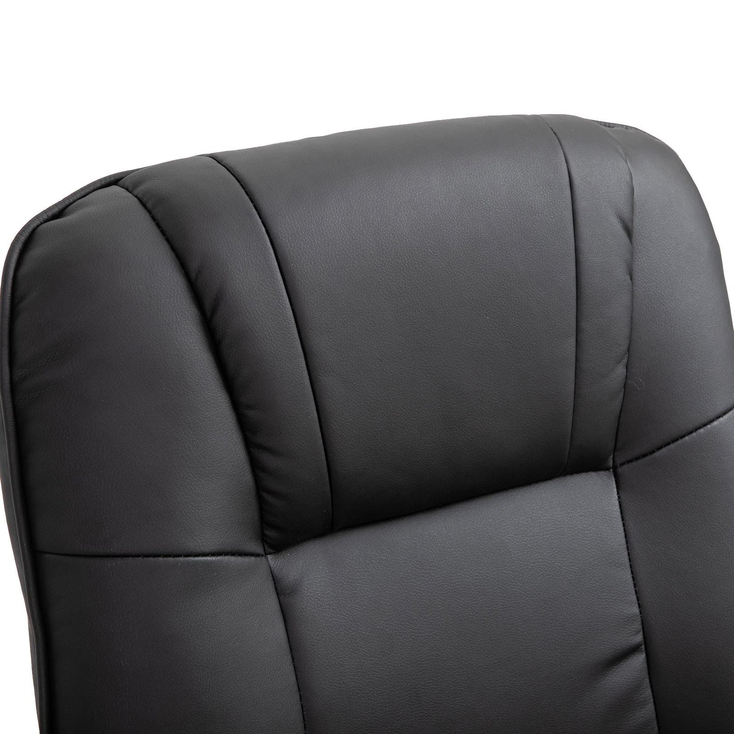 Living Room Relaxation: Black Faux Leather Swivel Recliner with Adjustable Footrest