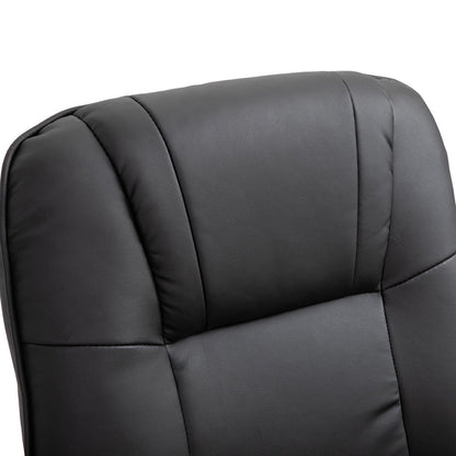 Living Room Relaxation: Black Faux Leather Swivel Recliner with Adjustable Footrest